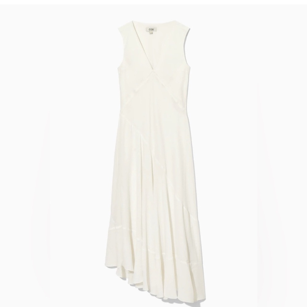 Cos floaty asymmetric midi dress - size 8